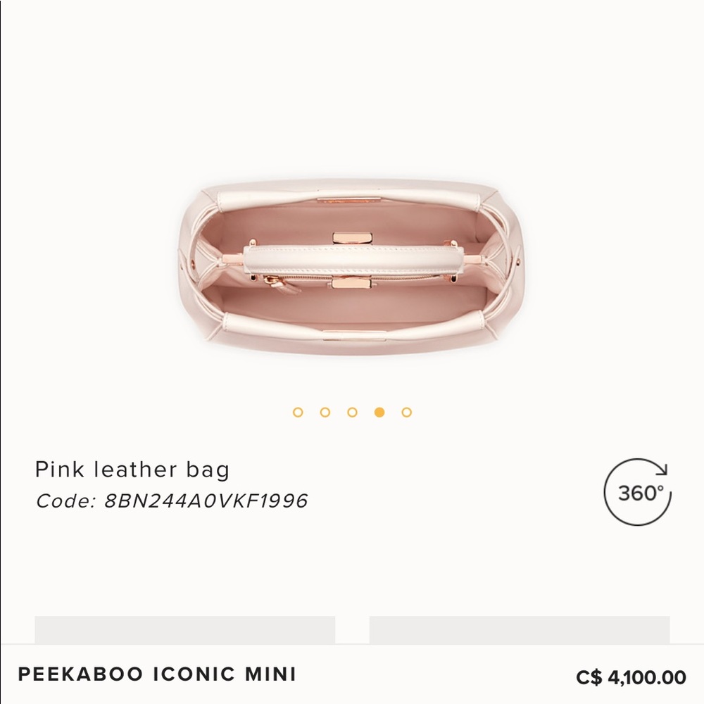 FENDI PEEKABOO ICONIC MINI Pink Leather Bag - Picture 6 of 8